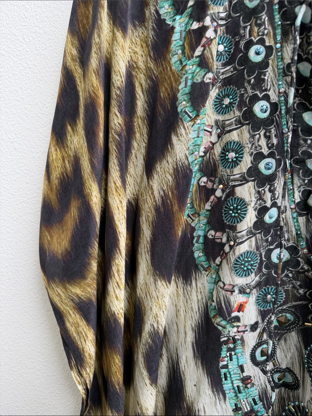Camilla Animal Print Leopard Silk Caftan Swimsuit Cover-up Multicolor - Picture 3 of 12
